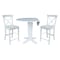 International Concepts 42 in. Solid Wood Dual Drop Leaf Dining Table with 2 Counter Height Stools in White K08-42DPT-23-S6132-2 - alternate 5